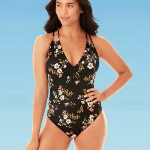 Beach Betty Miracle Brand Slim Black
Floral One Piece Swim L NWT - Picture 9 of 10
